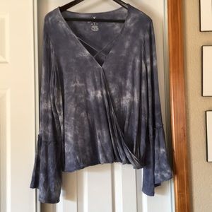 AEO tie-dye faux wrap top-XL